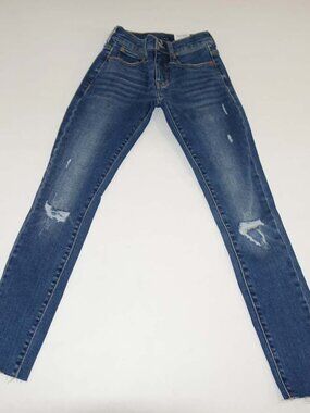 Lucky Brand Women's Ava Mid Rise Skinny Jeans Size 00 / 24 Ankle NWT Raw Hems
